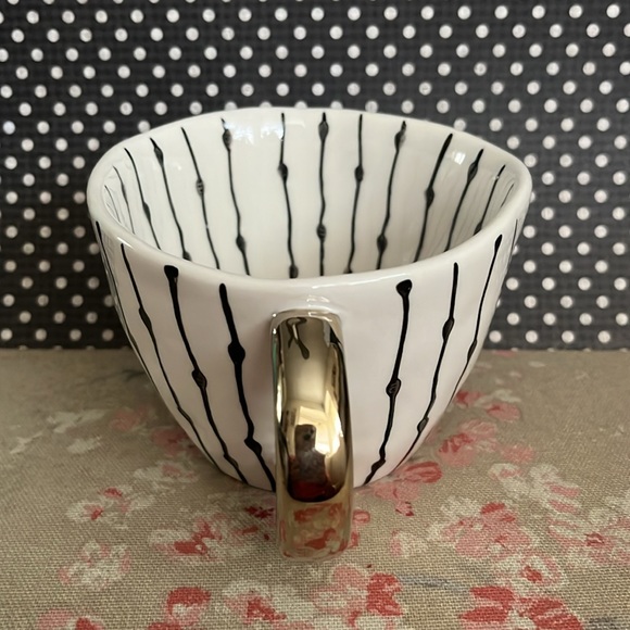 The Old Pottery Company Hand Painted Black Ivory Ceramic Coffee Mug, Gold Handle - Picture 3 of 8